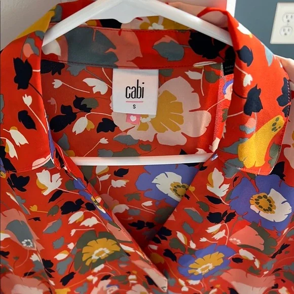 CAbi Orange and Blue Blouse Vibrant Pattern - Picture 3 of 4